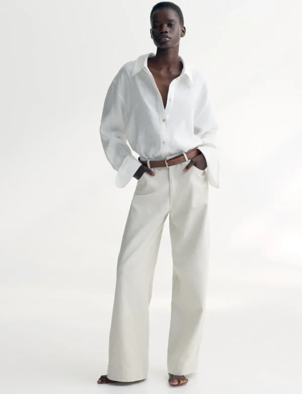 Belted twill trousers